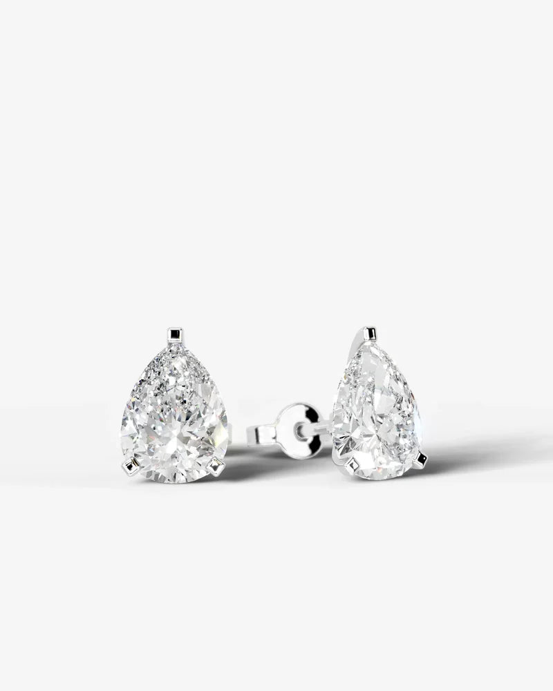 Lab Grown Diamond Teardrop Pure Pear Cut Solitaire Stud Earrings