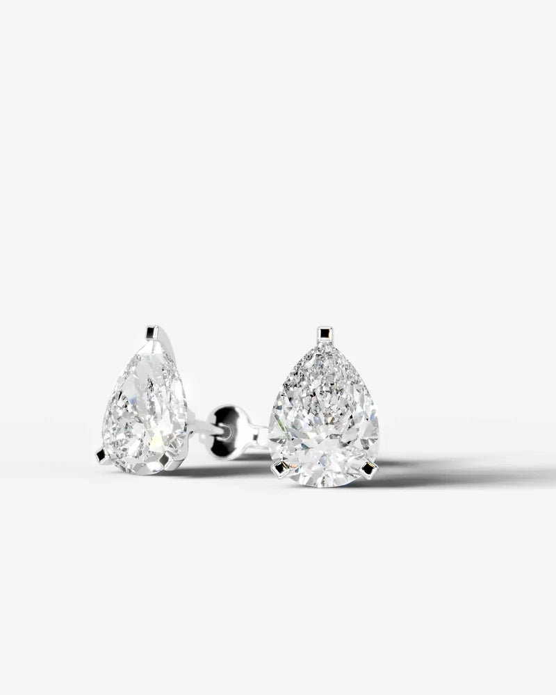 Lab Grown Diamond Teardrop Pure Pear Cut Solitaire Stud Earrings
