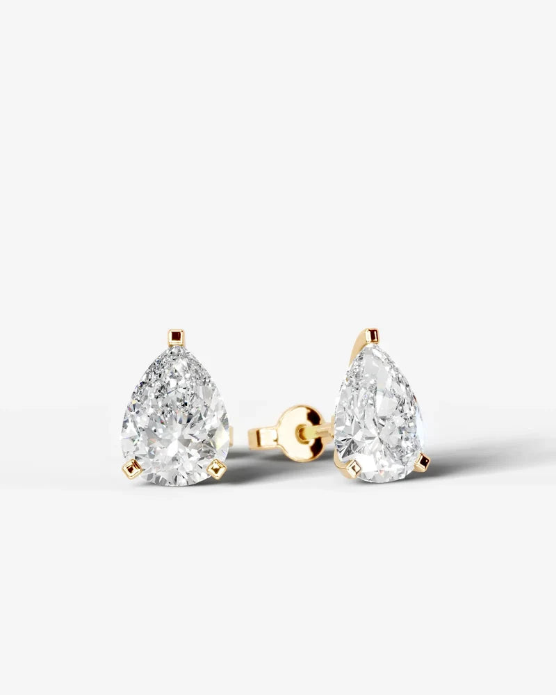 Lab Grown Diamond Teardrop Pure Pear Cut Solitaire Stud Earrings