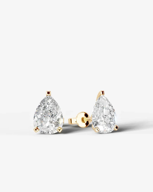 Lab Grown Diamond Teardrop Pure Pear Cut Solitaire Stud Earrings