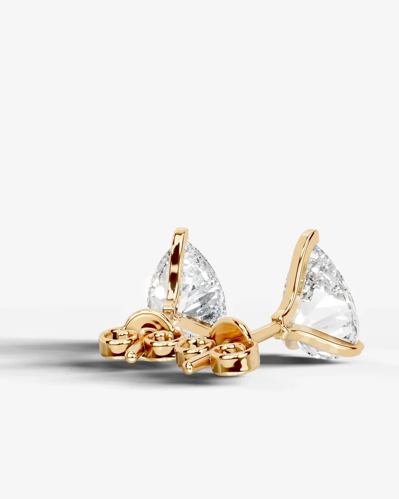 Lab Grown Diamond Teardrop Pure Pear Cut Solitaire Stud Earrings