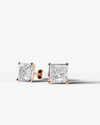 Lab Grown Diamond Geometric Edge Princess Cut Solitaire Stud Earrings