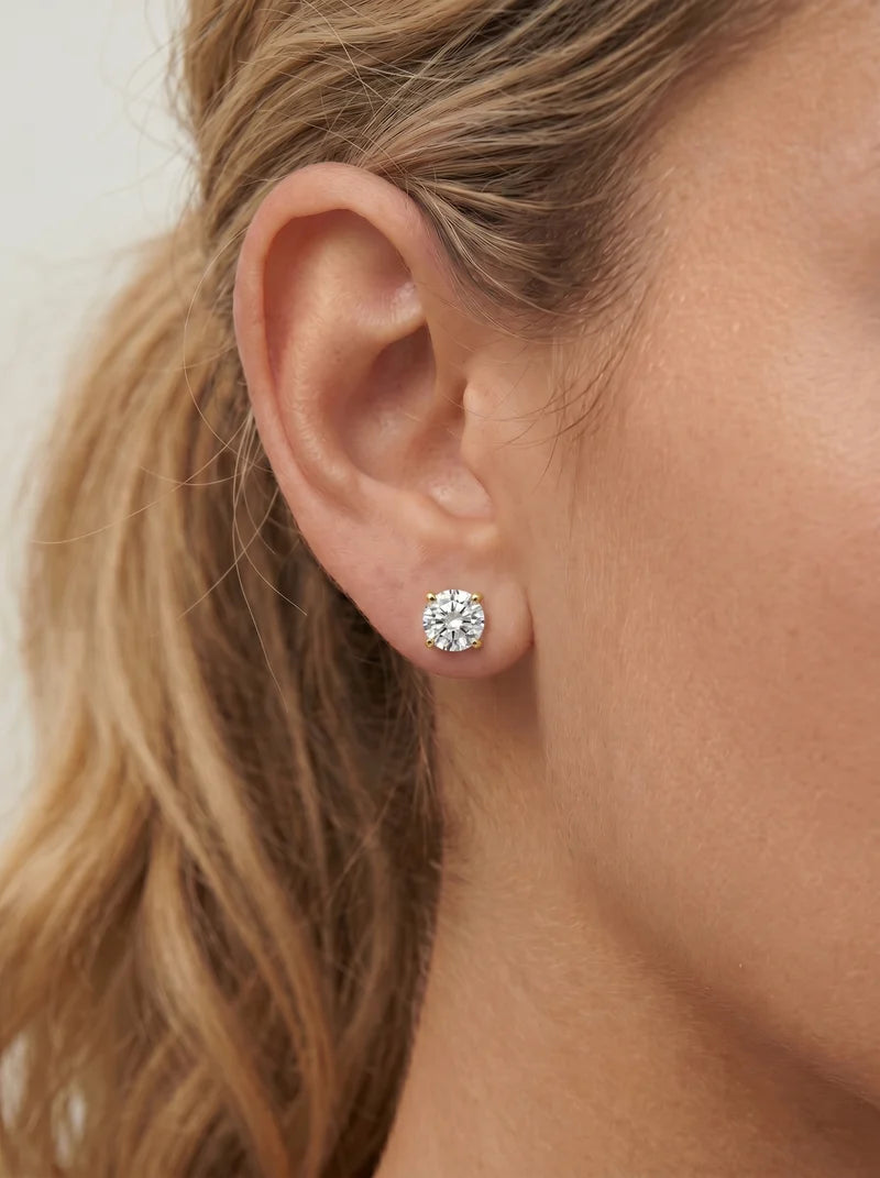 Lab Grown Diamond Round Starlight Solitaire Stud Earrings