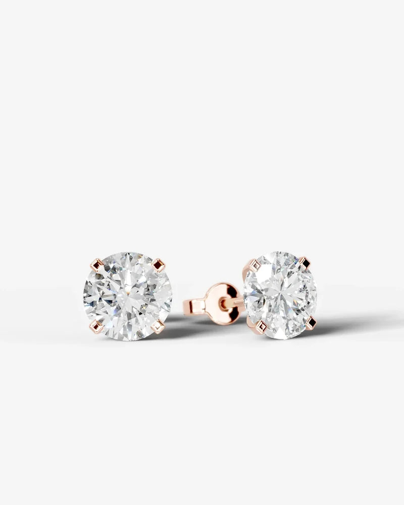 Lab Grown Diamond Round Starlight Solitaire Stud Earrings