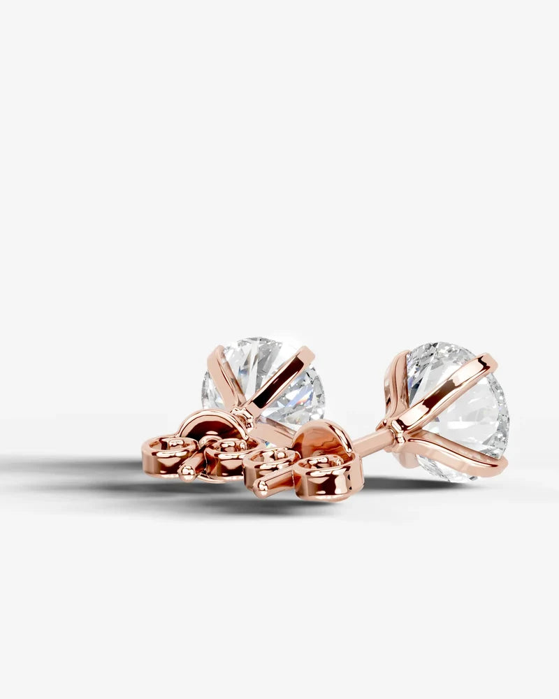 Lab Grown Diamond Round Starlight Solitaire Stud Earrings