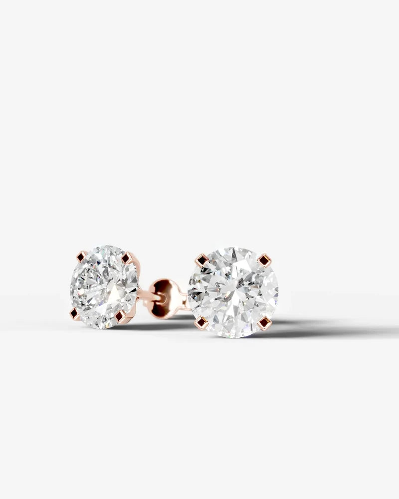Lab Grown Diamond Round Starlight Solitaire Stud Earrings