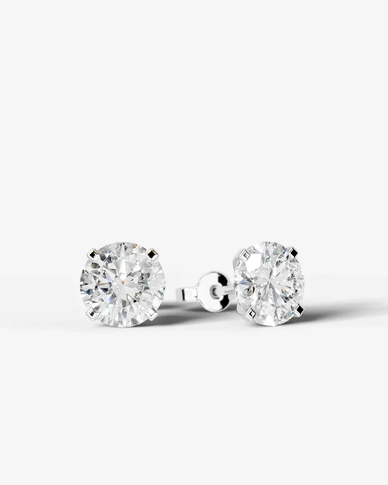 Lab Grown Diamond Round Starlight Solitaire Stud Earrings