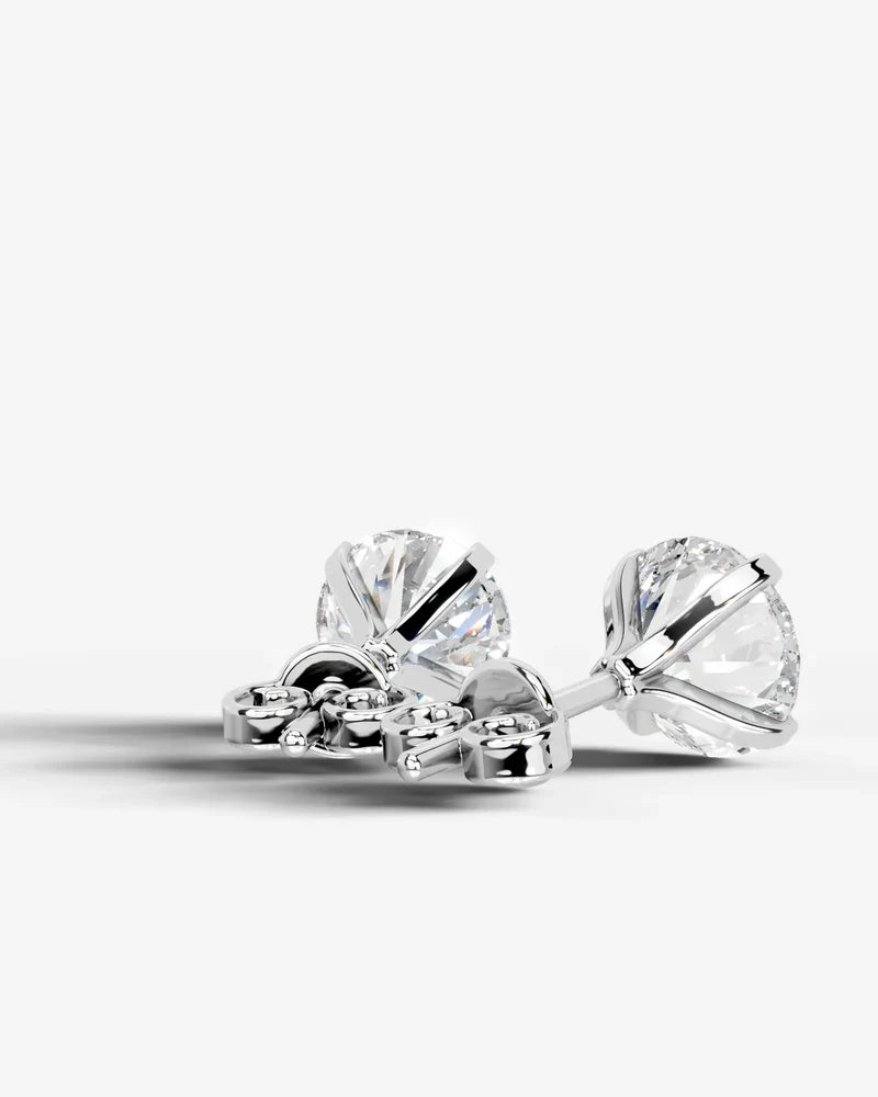 Lab Grown Diamond Round Starlight Solitaire Stud Earrings