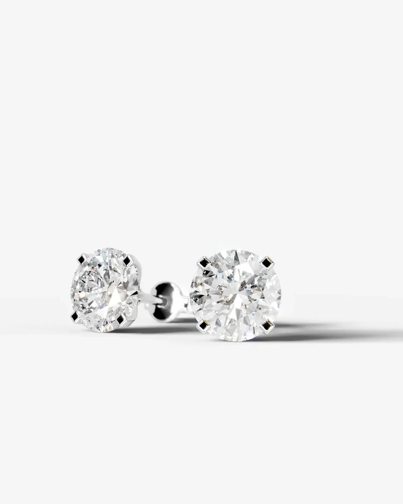 Lab Grown Diamond Round Starlight Solitaire Stud Earrings