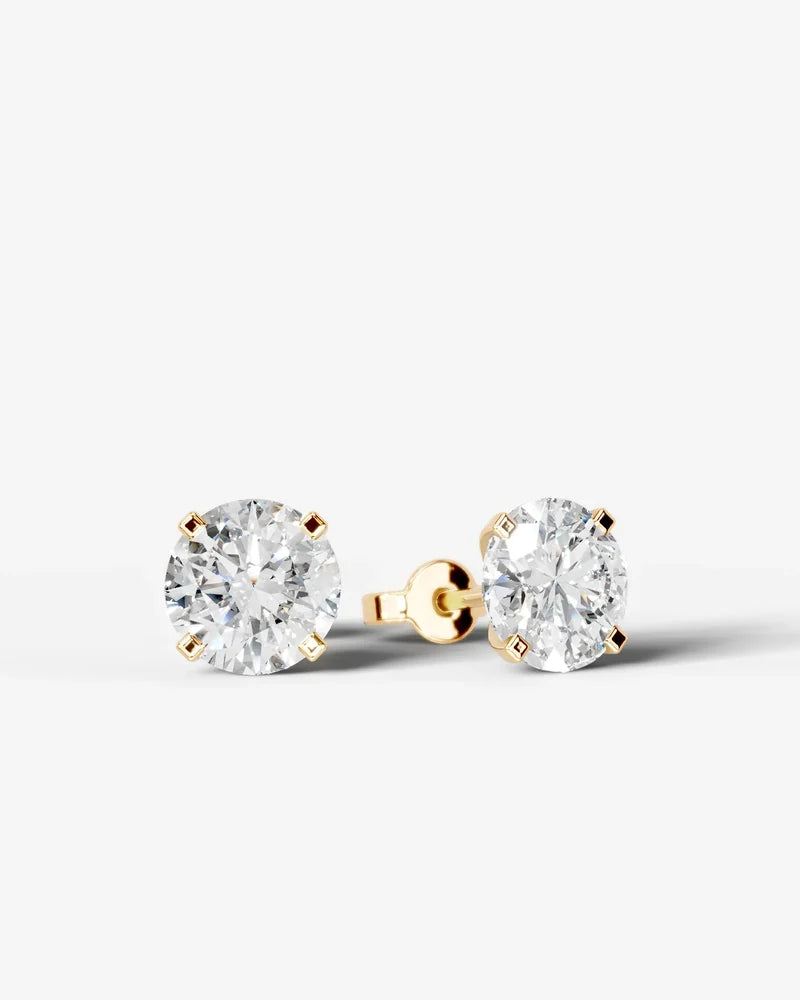 Lab Grown Diamond Round Starlight Solitaire Stud Earrings