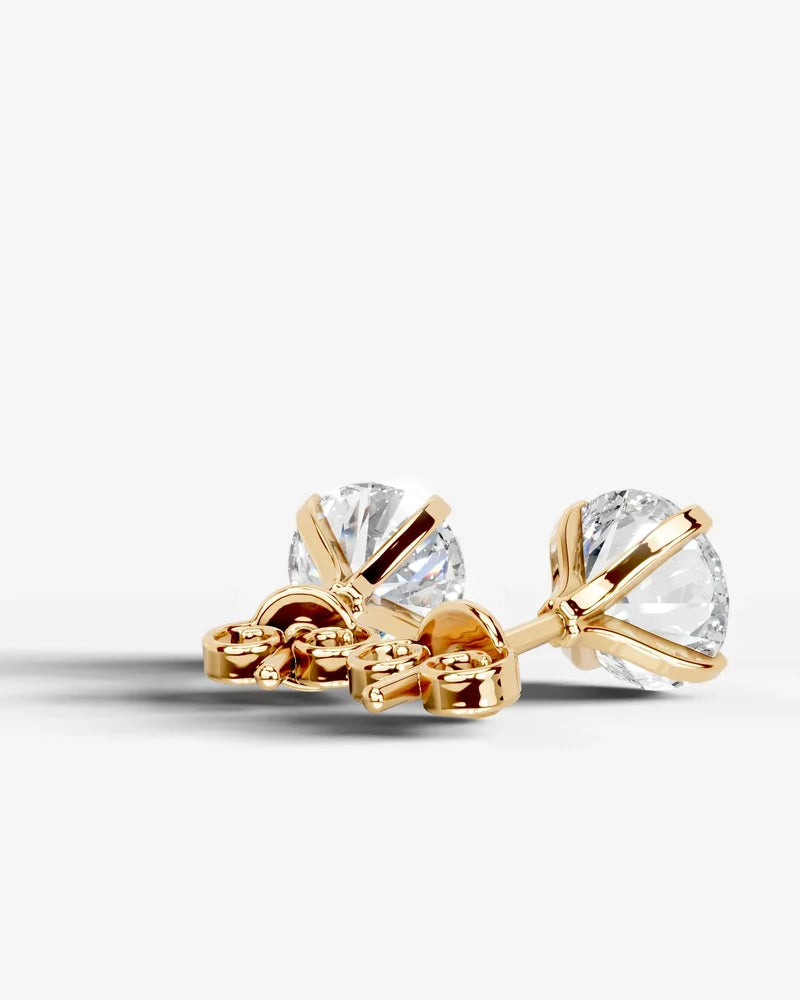 Lab Grown Diamond Round Starlight Solitaire Stud Earrings