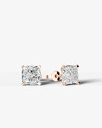 Lab Grown Diamond Pillow Precision Square Cushion Solitaire Stud Earrings