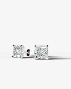Lab Grown Diamond Pillow Precision Square Cushion Solitaire Stud Earrings