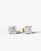 Lab Grown Diamond Pillow Precision Square Cushion Solitaire Stud Earrings