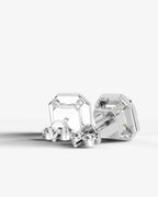 Lab Grown Diamond Octagon Halo Asscher Cut Stud Earrings