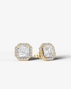 Lab Grown Diamond Octagon Halo Asscher Cut Stud Earrings