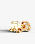 Lab Grown Diamond Octagon Halo Asscher Cut Stud Earrings
