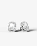 Lab Grown Diamond Velvet Halo Elongated Cushion Cut Stud Earrings