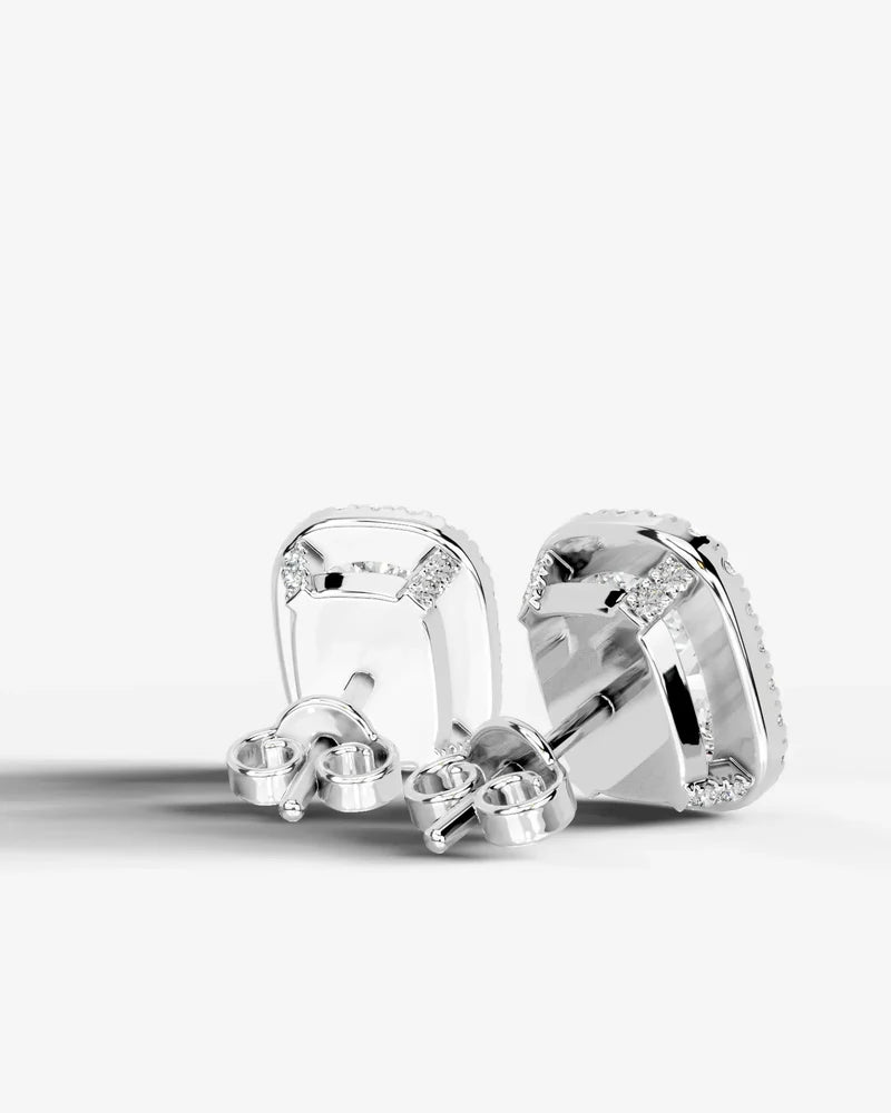 Lab Grown Diamond Velvet Halo Elongated Cushion Cut Stud Earrings