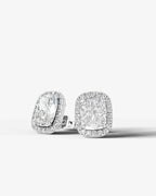 Lab Grown Diamond Velvet Halo Elongated Cushion Cut Stud Earrings