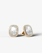 Lab Grown Diamond Velvet Halo Elongated Cushion Cut Stud Earrings