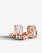 Lab Grown Diamond Classic Emerald Cut Halo Stud Earrings