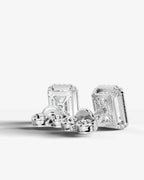 Lab Grown Diamond Classic Emerald Cut Halo Stud Earrings