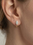 Lab Grown Diamond Pointed Marquise Cut Halo Stud Earrings