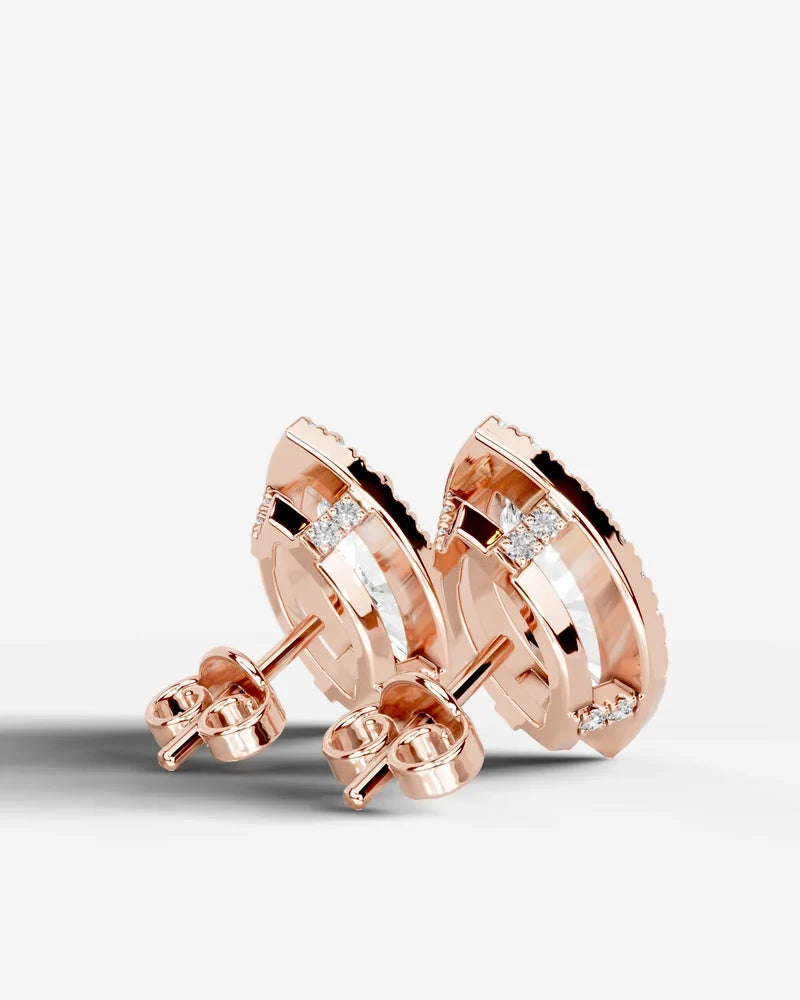 Lab Grown Diamond Pointed Marquise Cut Halo Stud Earrings