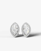 Lab Grown Diamond Pointed Marquise Cut Halo Stud Earrings