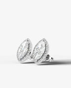 Lab Grown Diamond Pointed Marquise Cut Halo Stud Earrings