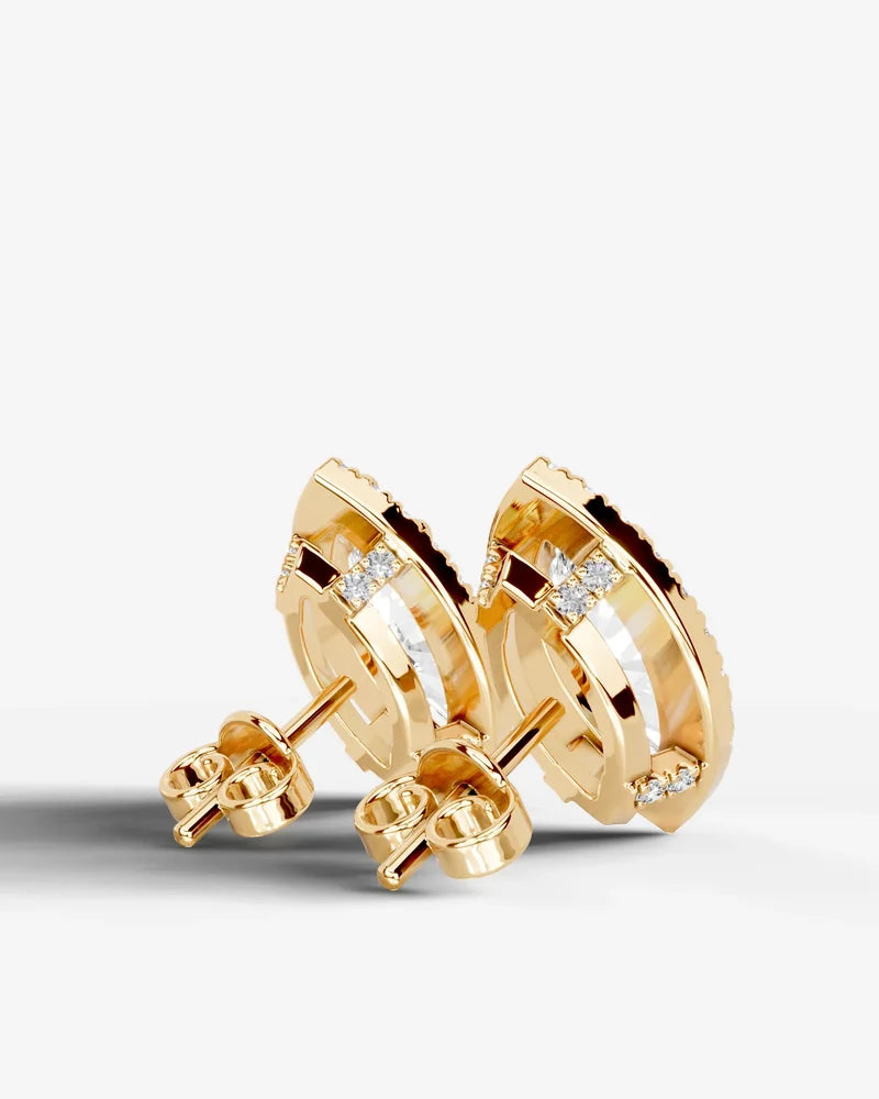 Lab Grown Diamond Pointed Marquise Cut Halo Stud Earrings