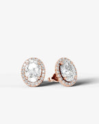 Lab Grown Diamond Aura Contour Oval Cut Halo Stud Earrings