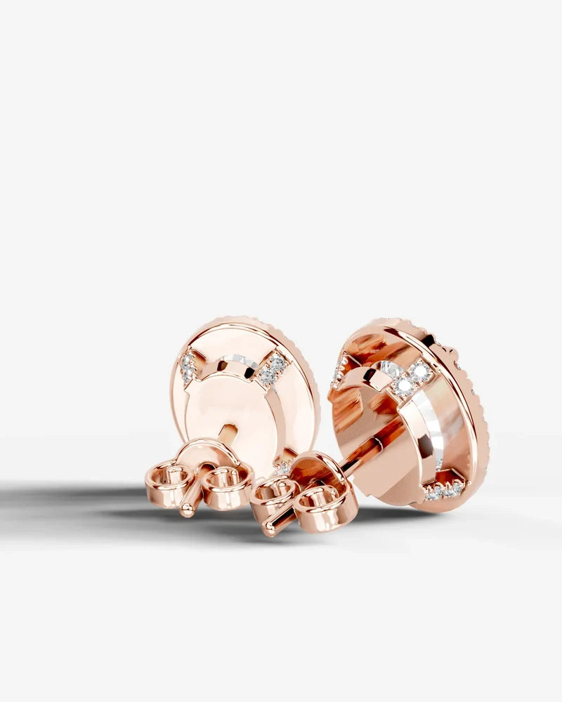 Lab Grown Diamond Aura Contour Oval Cut Halo Stud Earrings