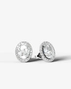 Lab Grown Diamond Aura Contour Oval Cut Halo Stud Earrings