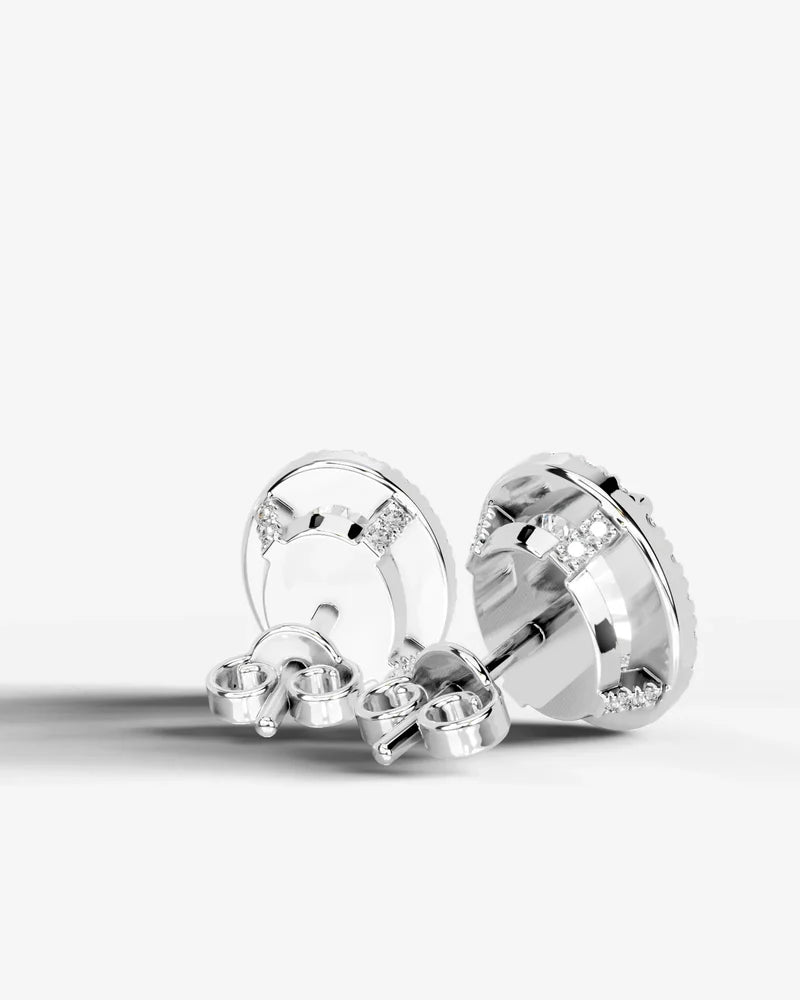Lab Grown Diamond Aura Contour Oval Cut Halo Stud Earrings
