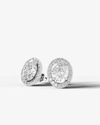 Lab Grown Diamond Aura Contour Oval Cut Halo Stud Earrings