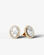 Lab Grown Diamond Aura Contour Oval Cut Halo Stud Earrings