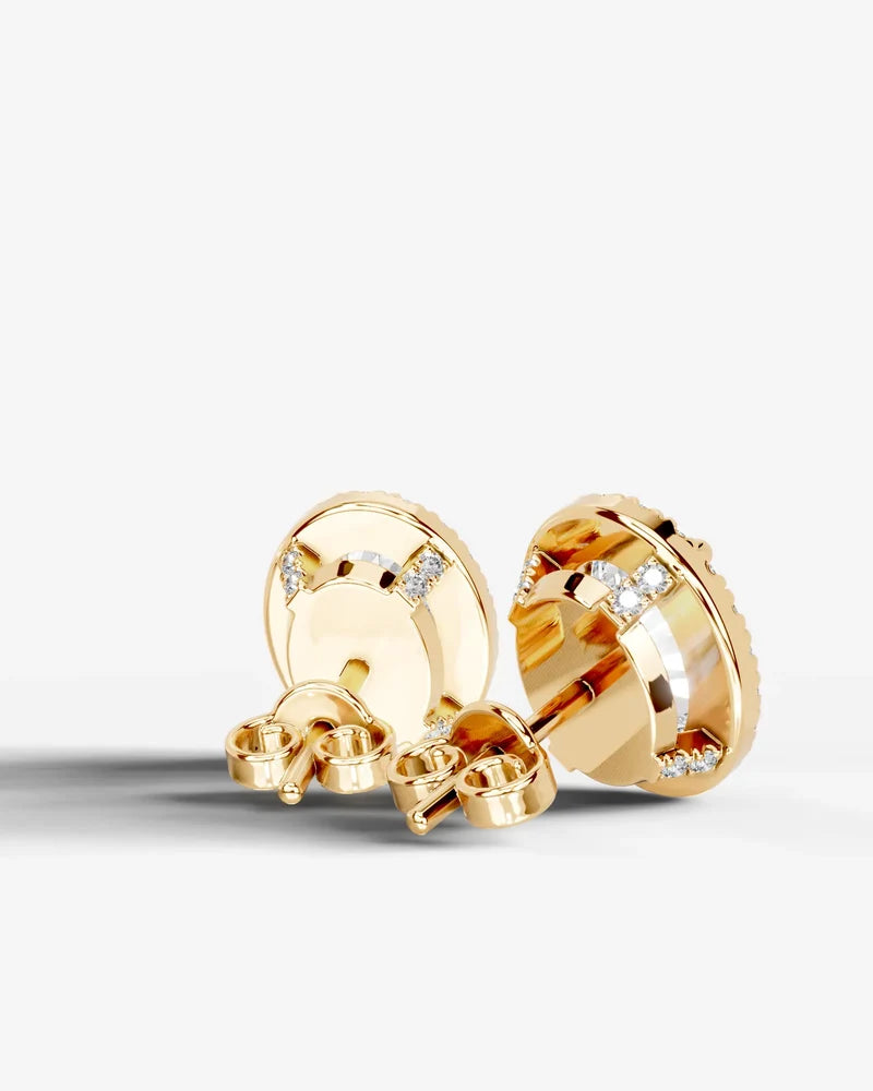 Lab Grown Diamond Aura Contour Oval Cut Halo Stud Earrings