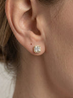 Lab Grown Diamond Imperial Prism Princess Cut Halo Stud Earrings