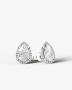 Lab Grown Diamond Teardrop Pear Cut Halo Stud Earrings