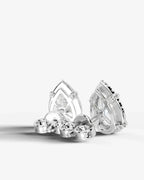 Lab Grown Diamond Teardrop Pear Cut Halo Stud Earrings