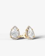 Lab Grown Diamond Teardrop Pear Cut Halo Stud Earrings