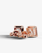 Lab Grown Diamond Imperial Prism Princess Cut Halo Stud Earrings