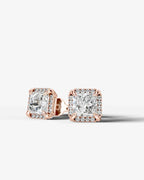 Lab Grown Diamond Imperial Prism Princess Cut Halo Stud Earrings
