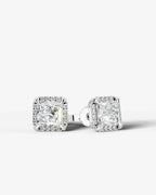 Lab Grown Diamond Imperial Prism Princess Cut Halo Stud Earrings