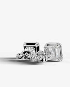 Lab Grown Diamond Imperial Prism Princess Cut Halo Stud Earrings