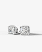 Lab Grown Diamond Imperial Prism Princess Cut Halo Stud Earrings