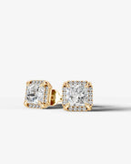 Lab Grown Diamond Imperial Prism Princess Cut Halo Stud Earrings