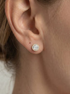 Lab Grown Diamond Celestial Radiance Round Cut Halo Stud Earrings